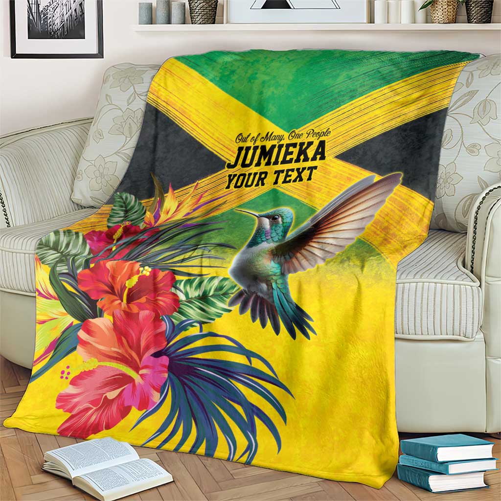 Personalized Jamaica Hummingbird Blanket Tropical Flowers Grunge Flag - Wonder Print Shop