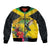 Personalized Jamaica Hummingbird Bomber Jacket Tropical Flowers Grunge Flag - Wonder Print Shop
