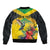 Personalized Jamaica Hummingbird Bomber Jacket Tropical Flowers Grunge Flag - Wonder Print Shop