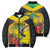 Personalized Jamaica Hummingbird Bomber Puffer Jacket Tropical Flowers Grunge Flag - Wonder Print Shop
