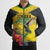 Personalized Jamaica Hummingbird Bomber Puffer Jacket Tropical Flowers Grunge Flag - Wonder Print Shop