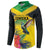 Personalized Jamaica Hummingbird Button Sweatshirt Tropical Flowers Grunge Flag - Wonder Print Shop