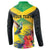 Personalized Jamaica Hummingbird Button Sweatshirt Tropical Flowers Grunge Flag - Wonder Print Shop