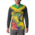 Personalized Jamaica Hummingbird Button Sweatshirt Tropical Flowers Grunge Flag - Wonder Print Shop
