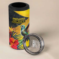 Personalized Jamaica Hummingbird 4 in 1 Can Cooler Tumbler Tropical Flowers Grunge Flag - Wonder Print Shop