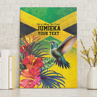 Personalized Jamaica Hummingbird Canvas Wall Art Tropical Flowers Grunge Flag - Wonder Print Shop
