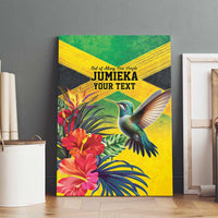 Personalized Jamaica Hummingbird Canvas Wall Art Tropical Flowers Grunge Flag - Wonder Print Shop