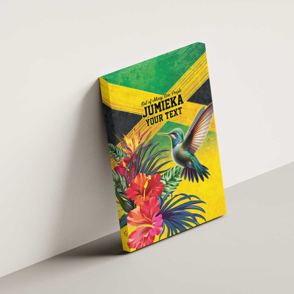 Personalized Jamaica Hummingbird Canvas Wall Art Tropical Flowers Grunge Flag - Wonder Print Shop