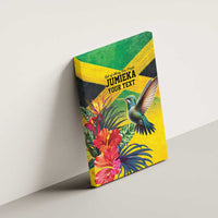 Personalized Jamaica Hummingbird Canvas Wall Art Tropical Flowers Grunge Flag - Wonder Print Shop
