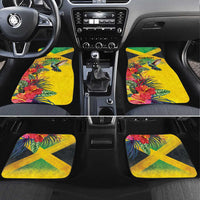 Personalized Jamaica Hummingbird Car Mats Tropical Flowers Grunge Flag - Wonder Print Shop