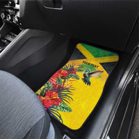 Personalized Jamaica Hummingbird Car Mats Tropical Flowers Grunge Flag - Wonder Print Shop