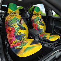 Personalized Jamaica Hummingbird Car Seat Cover Tropical Flowers Grunge Flag - Wonder Print Shop