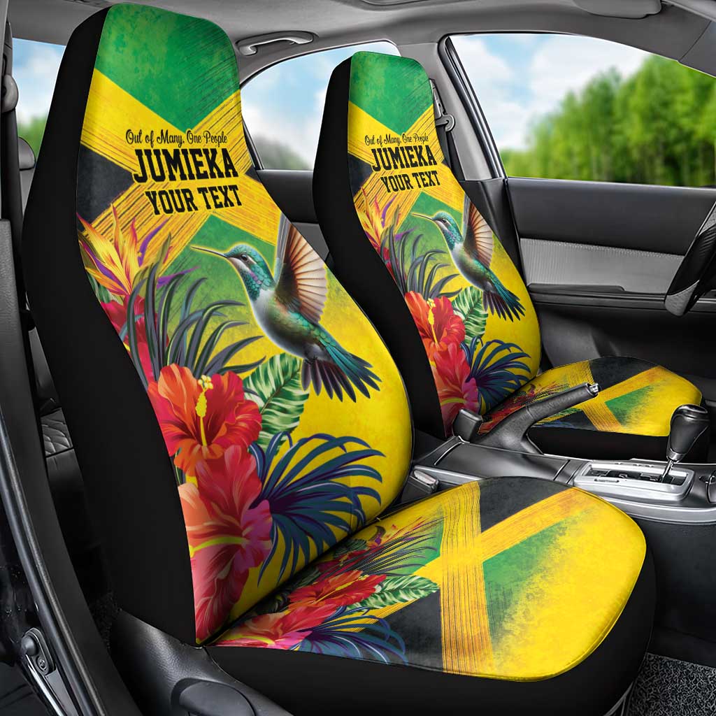 Personalized Jamaica Hummingbird Car Seat Cover Tropical Flowers Grunge Flag - Wonder Print Shop