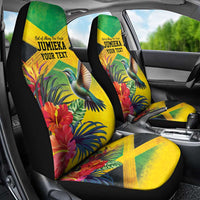 Personalized Jamaica Hummingbird Car Seat Cover Tropical Flowers Grunge Flag - Wonder Print Shop