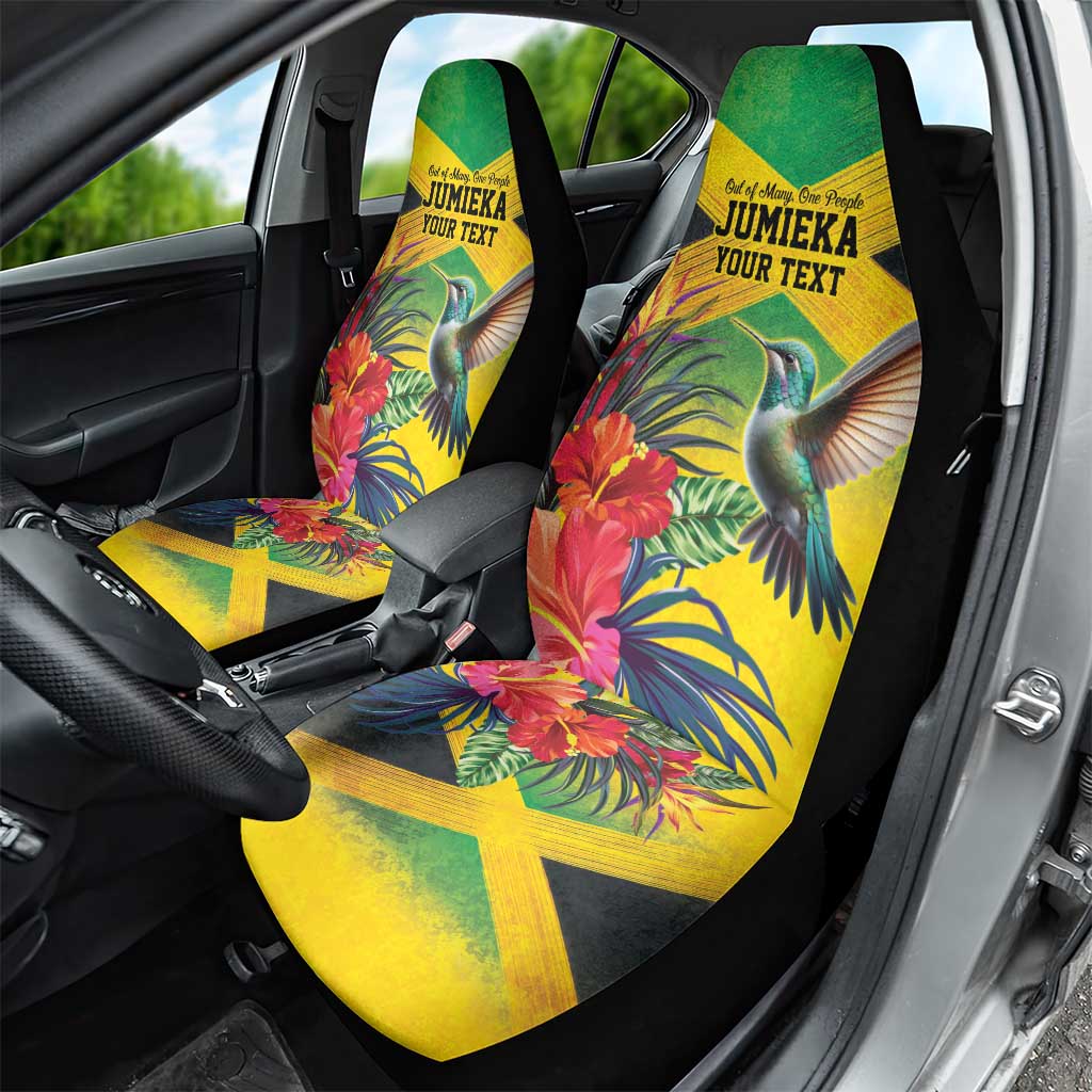 Personalized Jamaica Hummingbird Car Seat Cover Tropical Flowers Grunge Flag - Wonder Print Shop