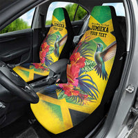 Personalized Jamaica Hummingbird Car Seat Cover Tropical Flowers Grunge Flag - Wonder Print Shop