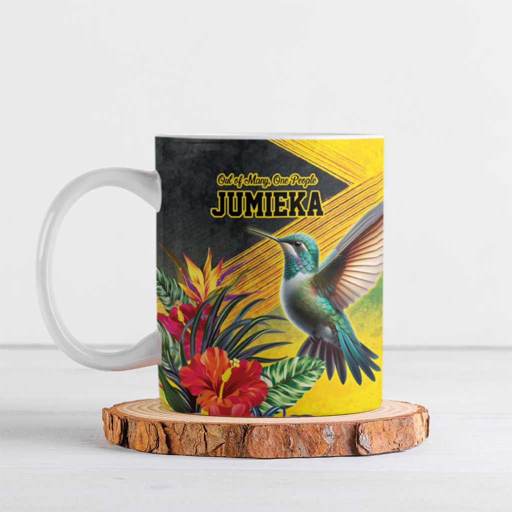 Personalized Jamaica Hummingbird Ceramic Mug Tropical Flowers Grunge Flag - Wonder Print Shop