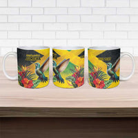 Personalized Jamaica Hummingbird Ceramic Mug Tropical Flowers Grunge Flag - Wonder Print Shop