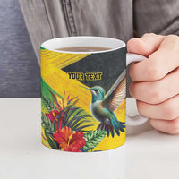Personalized Jamaica Hummingbird Ceramic Mug Tropical Flowers Grunge Flag - Wonder Print Shop