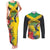 Personalized Jamaica Hummingbird Couples Matching Tank Maxi Dress and Long Sleeve Button Shirt Tropical Flowers Grunge Flag - Wonder Print Shop