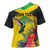 Personalized Jamaica Hummingbird Cross Shoulder Shirt Tropical Flowers Grunge Flag - Wonder Print Shop