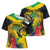 Personalized Jamaica Hummingbird Cross Shoulder Shirt Tropical Flowers Grunge Flag - Wonder Print Shop