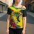 Personalized Jamaica Hummingbird Cross Shoulder Shirt Tropical Flowers Grunge Flag - Wonder Print Shop