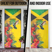 Personalized Jamaica Hummingbird Door Cover Tropical Flowers Grunge Flag - Wonder Print Shop