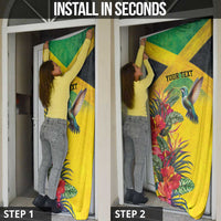 Personalized Jamaica Hummingbird Door Cover Tropical Flowers Grunge Flag - Wonder Print Shop
