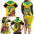 Personalized Jamaica Hummingbird Family Matching Long Sleeve Bodycon Dress and Hawaiian Shirt Tropical Flowers Grunge Flag - Wonder Print Shop
