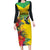 Personalized Jamaica Hummingbird Family Matching Long Sleeve Bodycon Dress and Hawaiian Shirt Tropical Flowers Grunge Flag - Wonder Print Shop