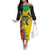 Personalized Jamaica Hummingbird Family Matching Off The Shoulder Long Sleeve Dress and Hawaiian Shirt Tropical Flowers Grunge Flag - Wonder Print Shop