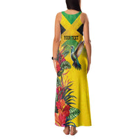 Personalized Jamaica Hummingbird Family Matching Tank Maxi Dress and Hawaiian Shirt Tropical Flowers Grunge Flag - Wonder Print Shop