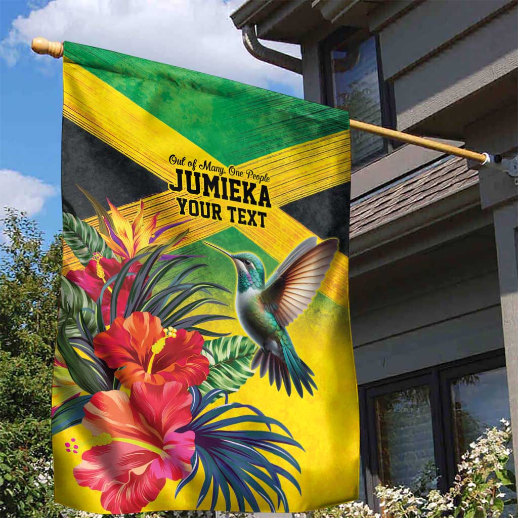 Personalized Jamaica Hummingbird Garden Flag Tropical Flowers Grunge Flag - Wonder Print Shop