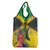 Personalized Jamaica Hummingbird Grocery Bag Tropical Flowers Grunge Flag - Wonder Print Shop