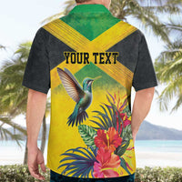 Personalized Jamaica Hummingbird Hawaiian Shirt Tropical Flowers Grunge Flag - Wonder Print Shop
