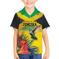 Personalized Jamaica Hummingbird Kid Hawaiian Shirt Tropical Flowers Grunge Flag - Wonder Print Shop