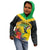 Personalized Jamaica Hummingbird Kid Hoodie Tropical Flowers Grunge Flag - Wonder Print Shop