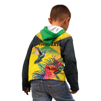 Personalized Jamaica Hummingbird Kid Hoodie Tropical Flowers Grunge Flag - Wonder Print Shop