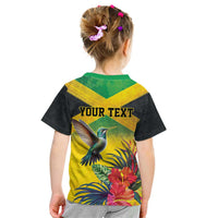 Personalized Jamaica Hummingbird Kid T Shirt Tropical Flowers Grunge Flag - Wonder Print Shop