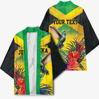 Personalized Jamaica Hummingbird Kimono Tropical Flowers Grunge Flag - Wonder Print Shop