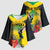 Personalized Jamaica Hummingbird Kimono Sleeve Blouse Tropical Flowers Grunge Flag - Wonder Print Shop