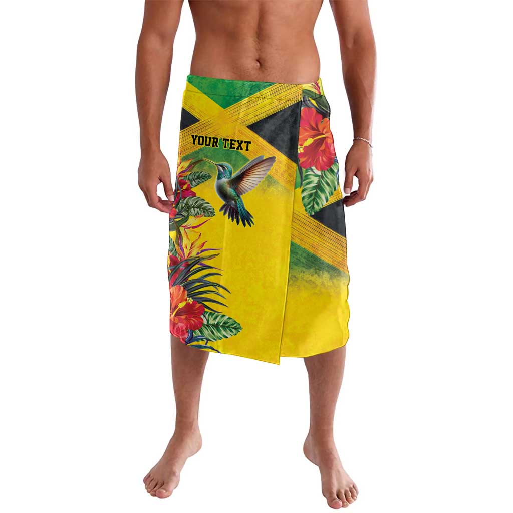 Personalized Jamaica Hummingbird Lavalava Tropical Flowers Grunge Flag - Wonder Print Shop