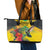 Personalized Jamaica Hummingbird Leather Tote Bag Tropical Flowers Grunge Flag - Wonder Print Shop