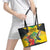 Personalized Jamaica Hummingbird Leather Tote Bag Tropical Flowers Grunge Flag - Wonder Print Shop