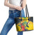 Personalized Jamaica Hummingbird Leather Tote Bag Tropical Flowers Grunge Flag - Wonder Print Shop
