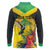 Personalized Jamaica Hummingbird Long Sleeve Polo Shirt Tropical Flowers Grunge Flag - Wonder Print Shop