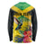 Personalized Jamaica Hummingbird Long Sleeve Shirt Tropical Flowers Grunge Flag - Wonder Print Shop