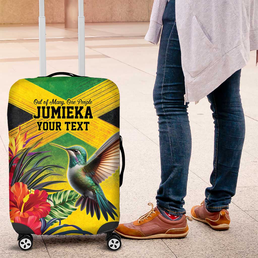 Personalized Jamaica Hummingbird Luggage Cover Tropical Flowers Grunge Flag - Wonder Print Shop
