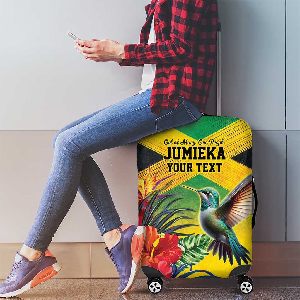 Personalized Jamaica Hummingbird Luggage Cover Tropical Flowers Grunge Flag - Wonder Print Shop